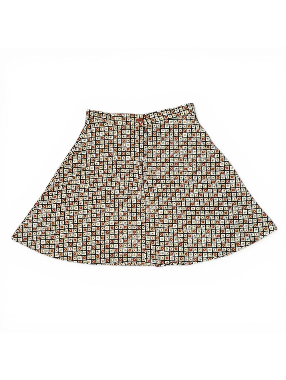 Vintage Geometric Floral Pattern A-Line Skirt - Picture 2 of 4